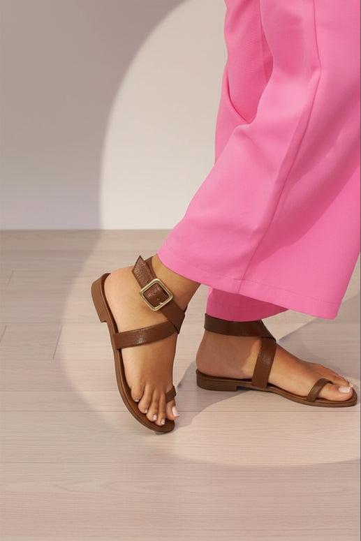 Genuine Leather Handmade Thin Ankle Strap Toe Loop Sandal ACAIACA Model 893