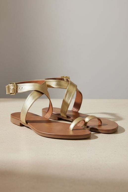 Genuine Leather Handmade Thin Ankle Strap Toe Loop Sandal ACAIACA Model 893