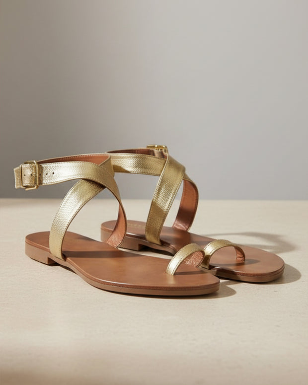 Genuine Leather Handmade Thin Ankle Strap Toe Loop Sandal ACAIACA Model 893